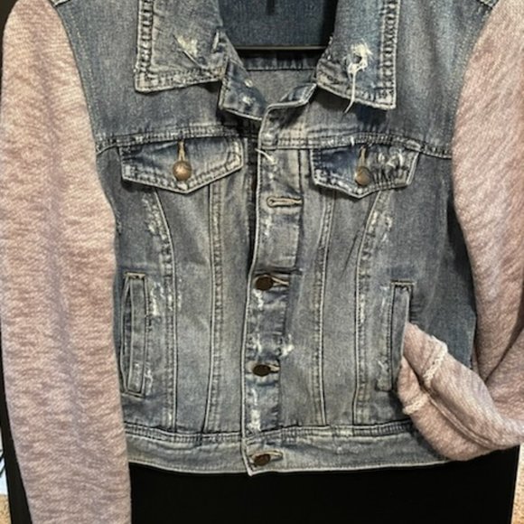 Free People Denim Jacket ~ removable hood - Picture 6 of 13